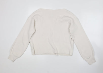 Topshop Womens White Boat Neck  Acrylic Pullover Jumper Size S
