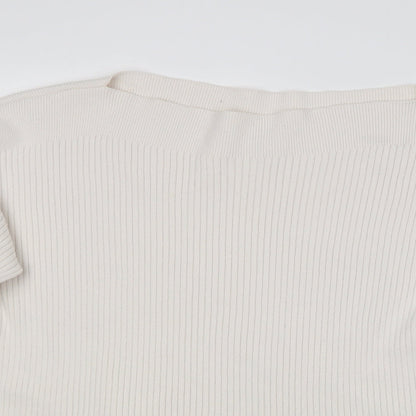 Topshop Womens White Boat Neck  Acrylic Pullover Jumper Size S