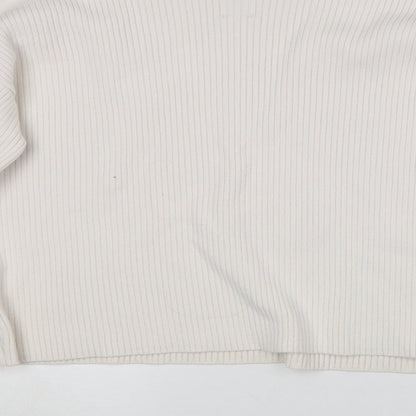Topshop Womens White Boat Neck  Acrylic Pullover Jumper Size S