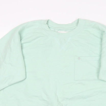 FOR Womens Green Round Neck  Cotton Pullover Jumper Size L