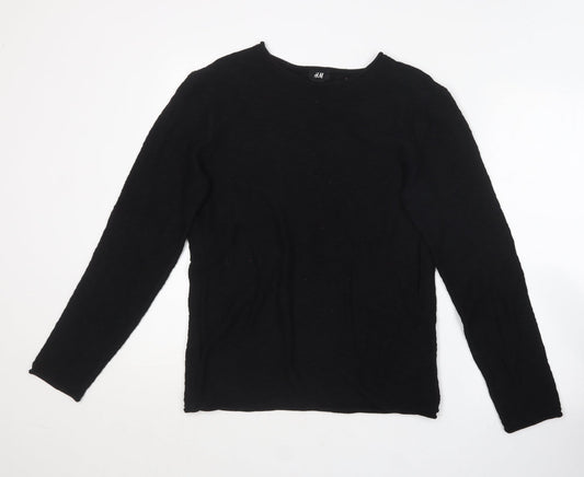 H&M Womens Black Round Neck  Cotton Pullover Jumper Size S