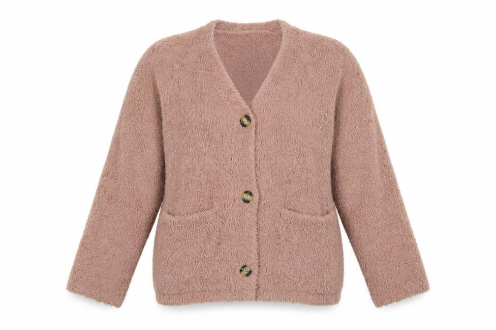 Pull&Bear Womens Pink V-Neck  Acrylic Cardigan Jumper Size M