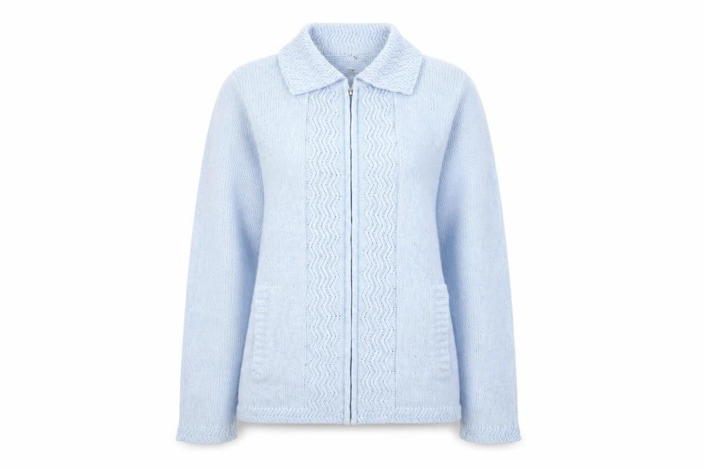 Bonmarché Womens Blue Collared Polyester Full Zip Jumper Size M