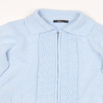 Preloved BM collection Womens Blue Collared  Polyester Full Zip Jumper Size M - Detail