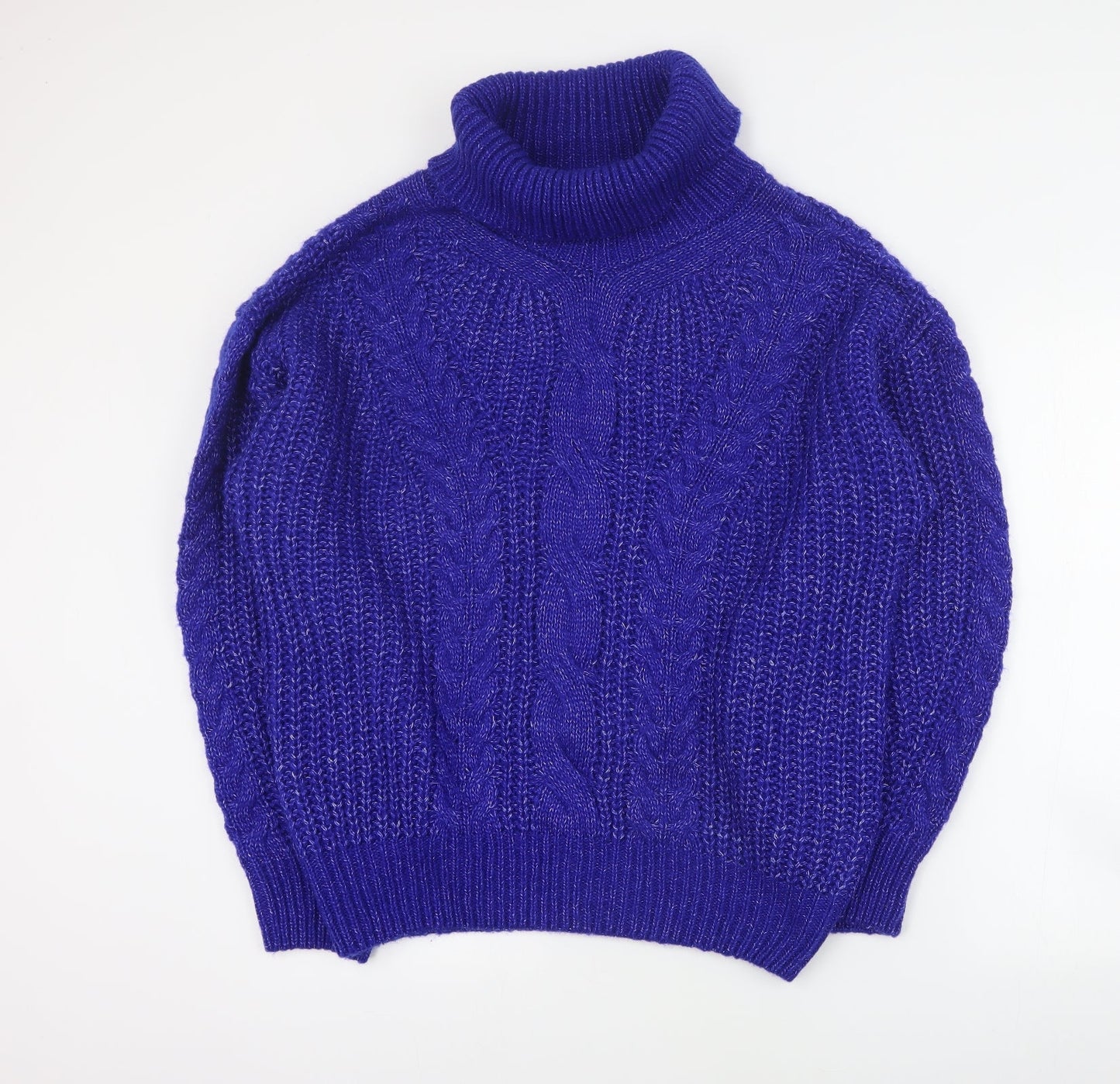 SheIn Womens Blue Roll Neck  Acrylic Pullover Jumper Size XL