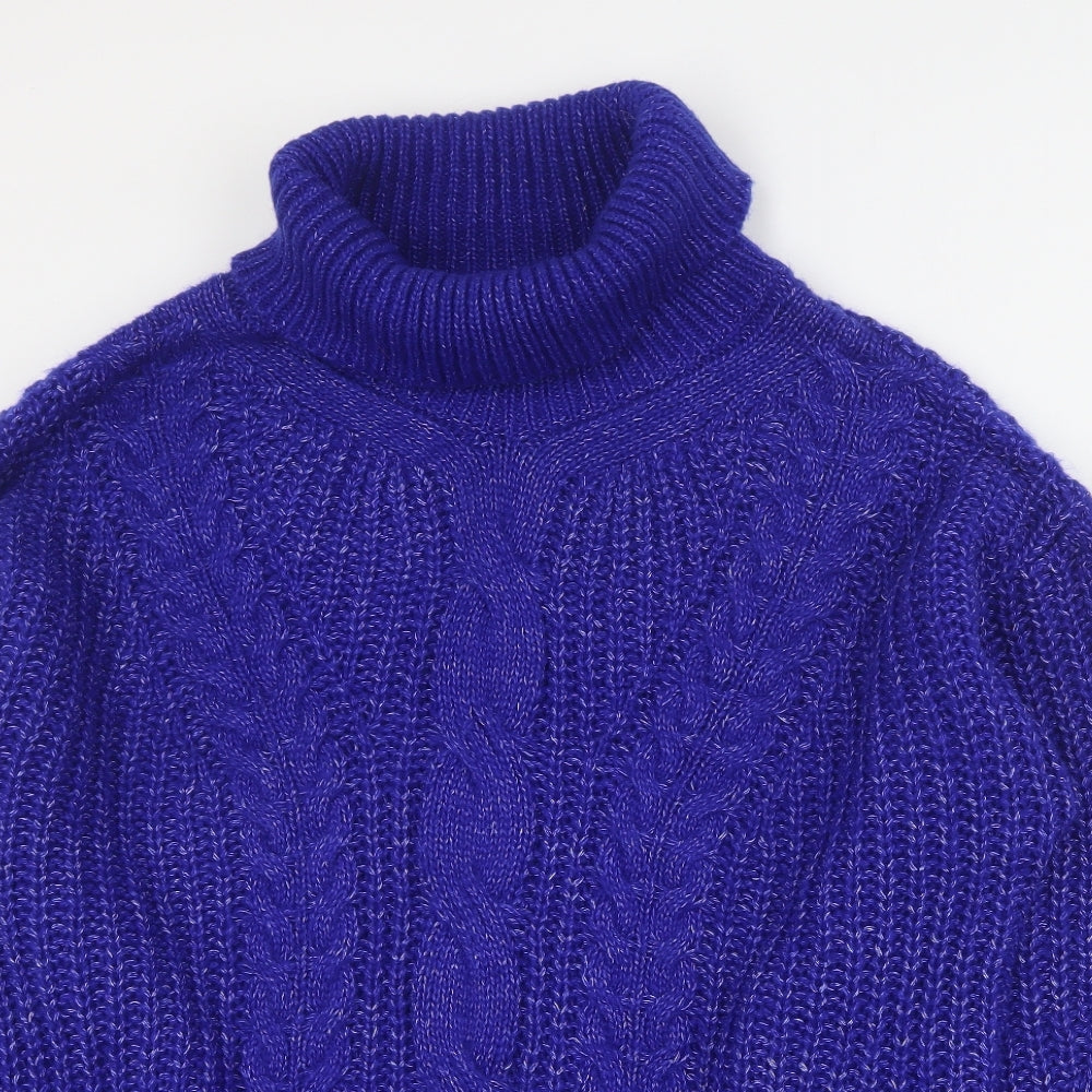 SheIn Womens Blue Roll Neck  Acrylic Pullover Jumper Size XL