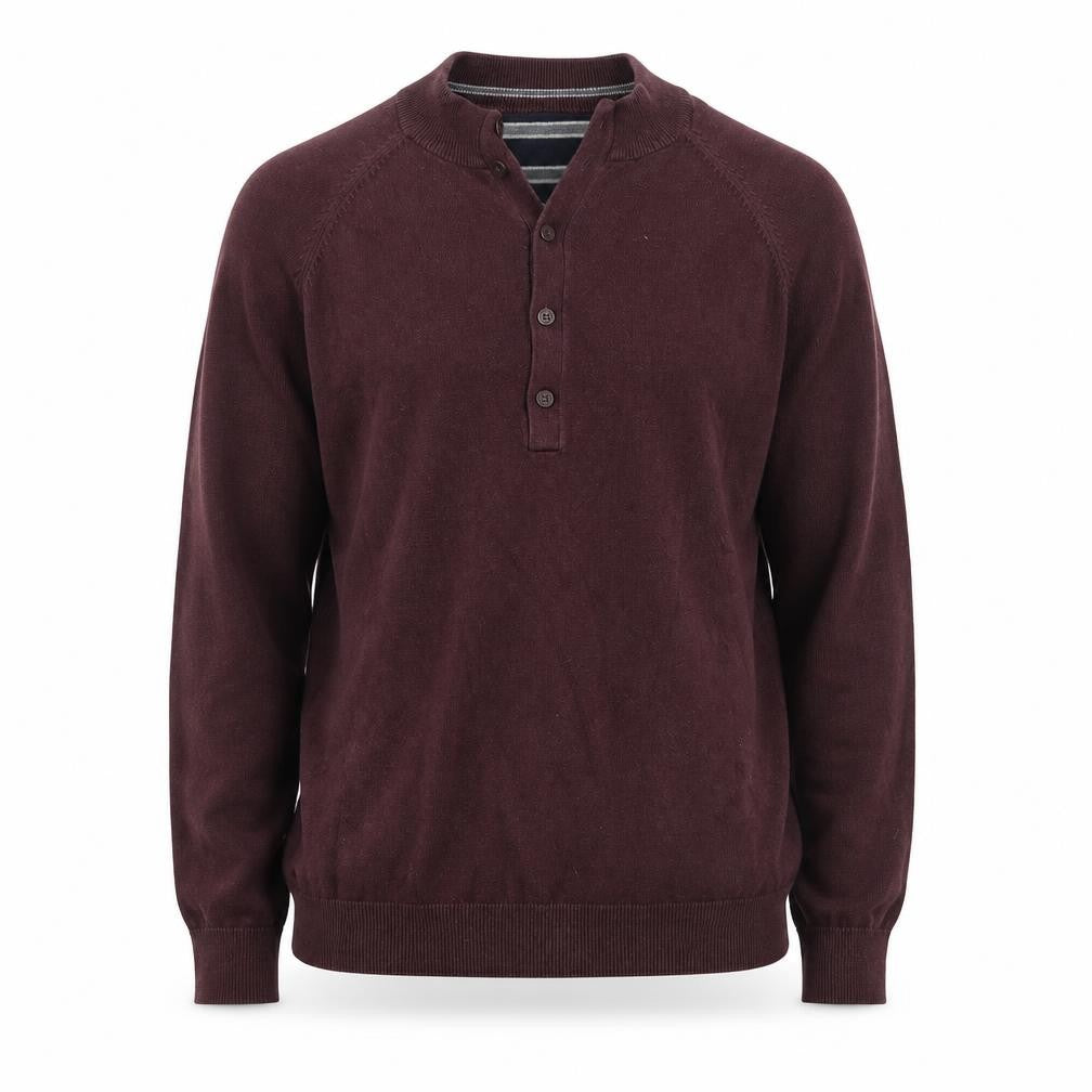 Blue Harbour Mens Red V-Neck  Cotton Henley Jumper Size XL