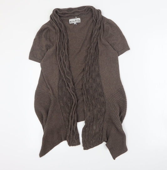 Marble Womens Brown V-Neck  Cotton Cardigan Jumper Size S