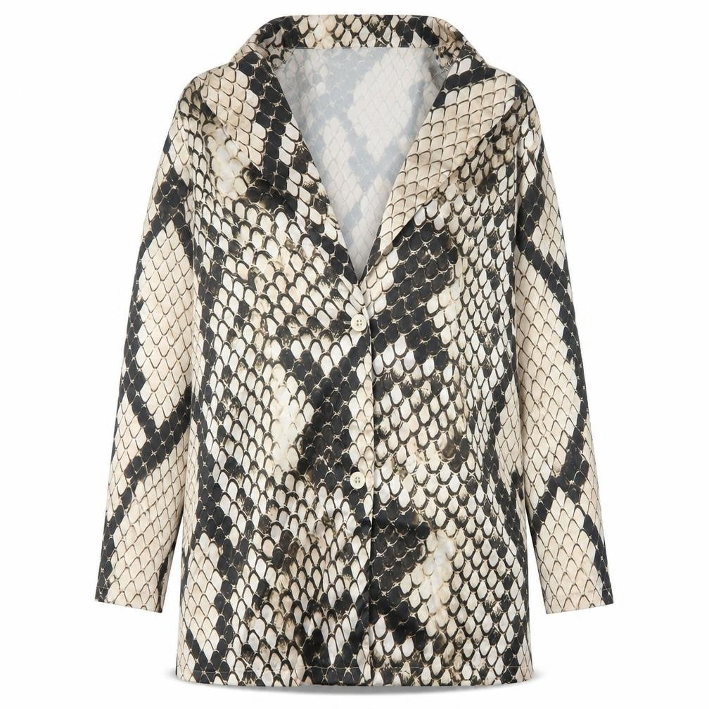 PRETTYLITTLETHING Womens Brown Animal Print Polyester Mini  Size 10  Collared Button - Blazer dress