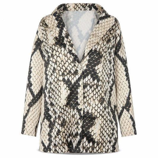PRETTYLITTLETHING Womens Brown Animal Print Polyester Mini  Size 10  Collared Button - Blazer dress