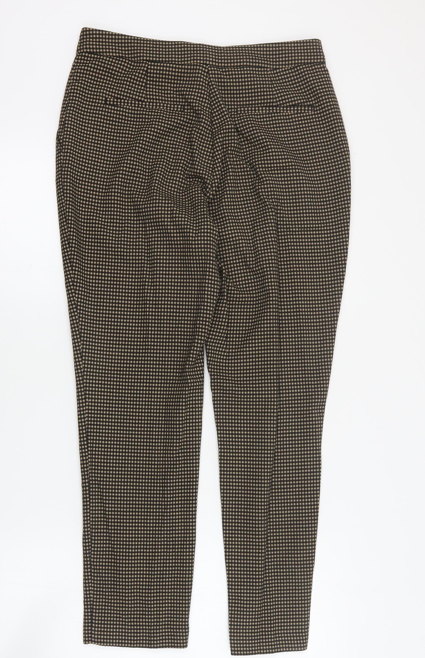 Marks and Spencer Womens Brown Geometric Polyester Carrot Trousers Size 12 L28 in Regular Zip