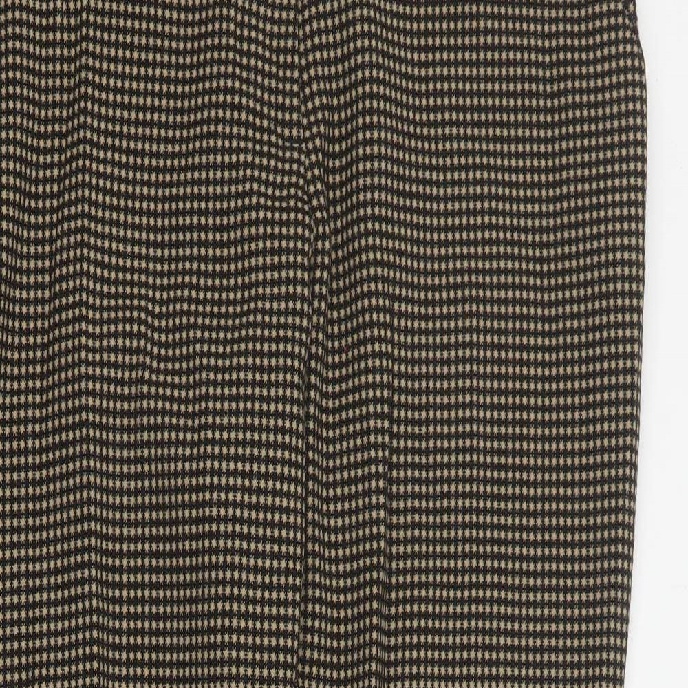 Marks and Spencer Womens Brown Geometric Polyester Carrot Trousers Size 12 L28 in Regular Zip