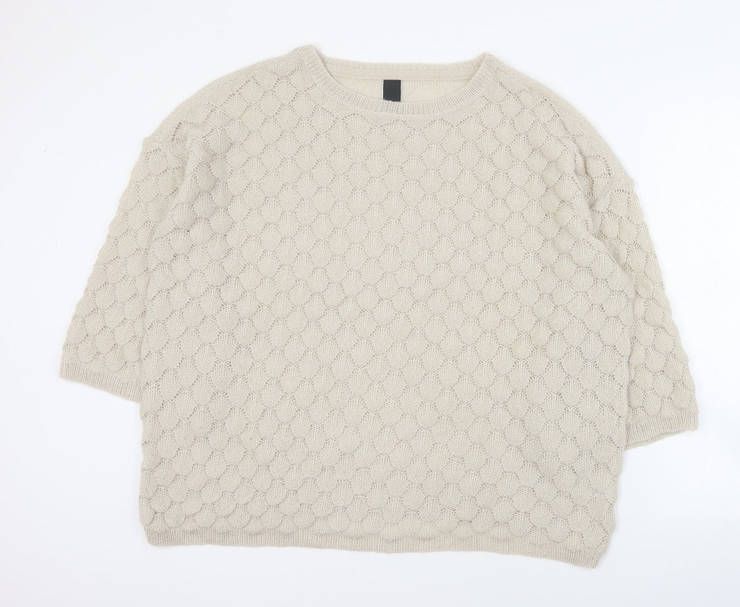BC Womens Beige Round Neck  Acrylic Pullover Jumper Size 18