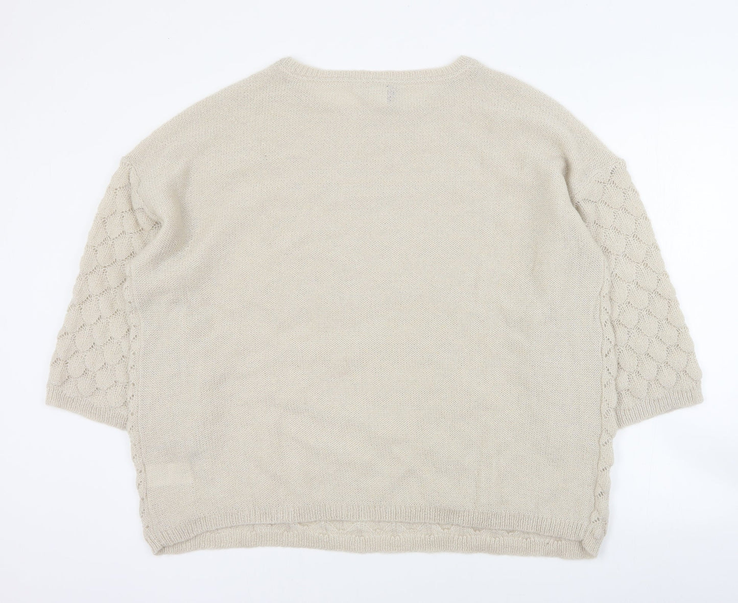 BC Womens Beige Round Neck  Acrylic Pullover Jumper Size 18