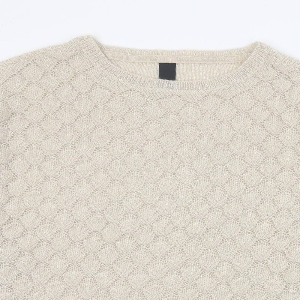 BC Womens Beige Round Neck  Acrylic Pullover Jumper Size 18
