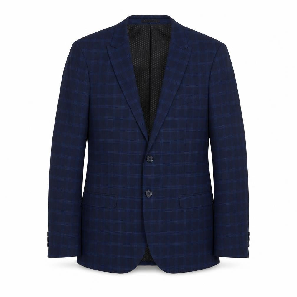 Taylor & Wright Mens Blue Plaid Polyester Jacket Suit Jacket Size L