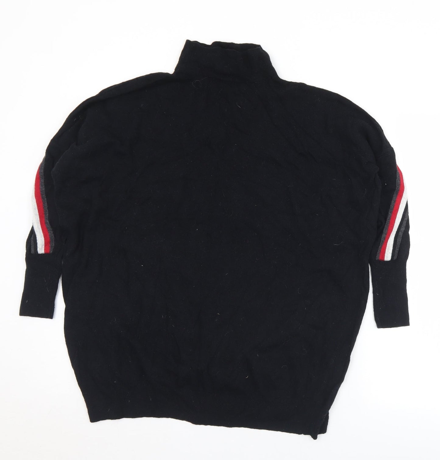 Mini Velvet Womens Black Mock Neck Striped Cotton Pullover Jumper Size XS