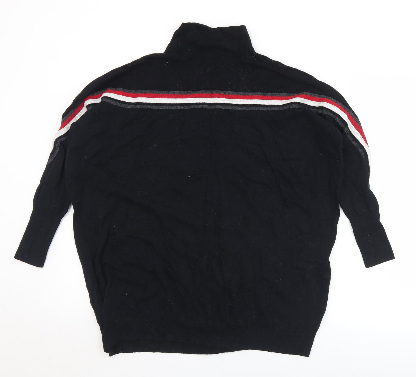 Mini Velvet Womens Black Mock Neck Striped Cotton Pullover Jumper Size XS