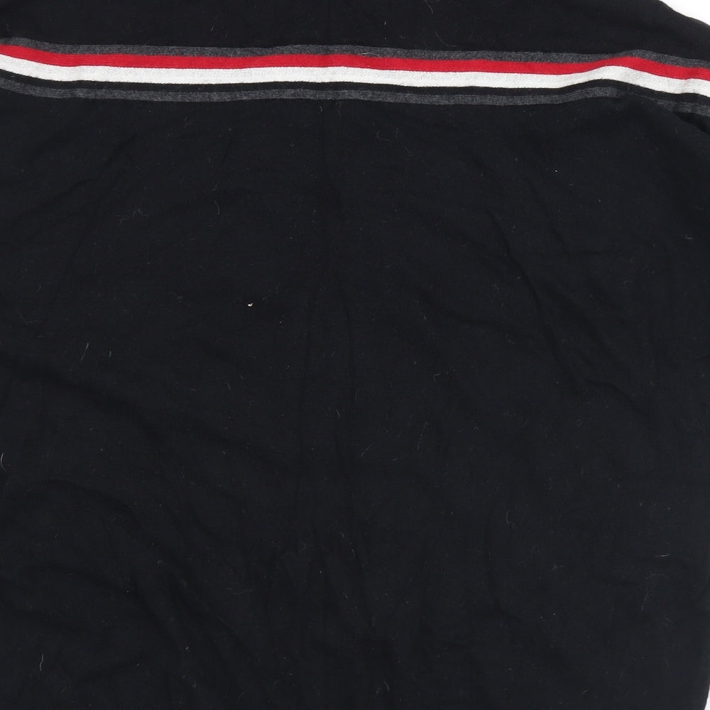 Mini Velvet Womens Black Mock Neck Striped Cotton Pullover Jumper Size XS
