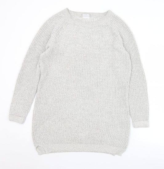 Noisy may Womens Grey Round Neck  Cotton Pullover Jumper Size M