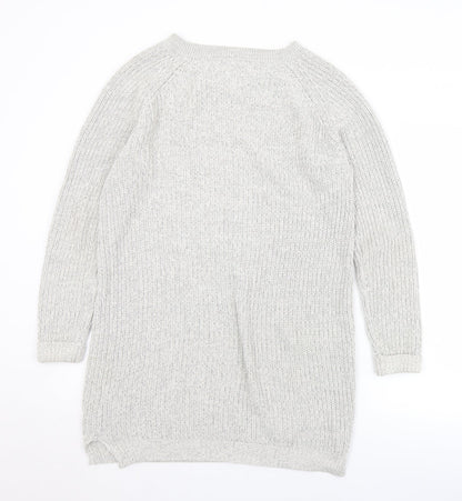Noisy May Womens Grey Round Neck  Cotton Pullover Jumper Size M
