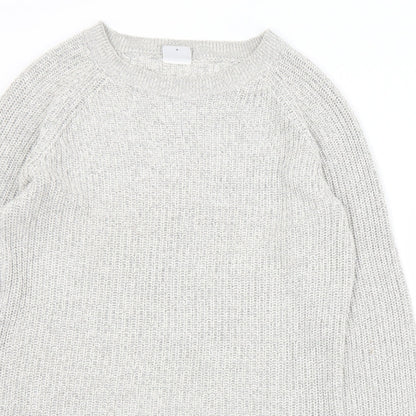 Noisy May Womens Grey Round Neck  Cotton Pullover Jumper Size M