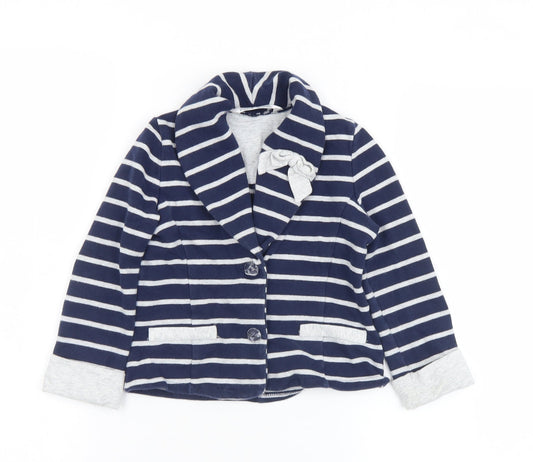 Matalan Girls Blue Striped  Jacket  Size 4-5 Years  Button