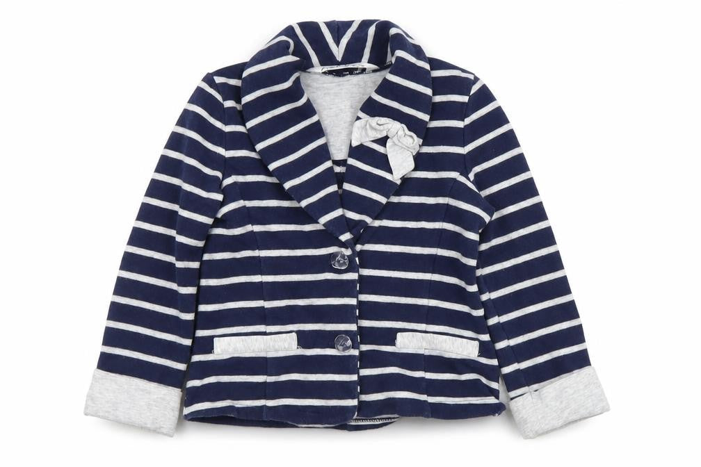 Matalan Girls Blue Striped  Jacket  Size 4-5 Years  Button