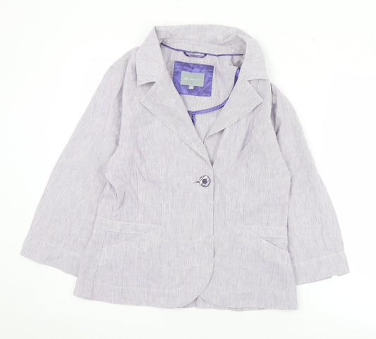 Marks and Spencer Womens Purple Striped  Jacket  Size 14  Button