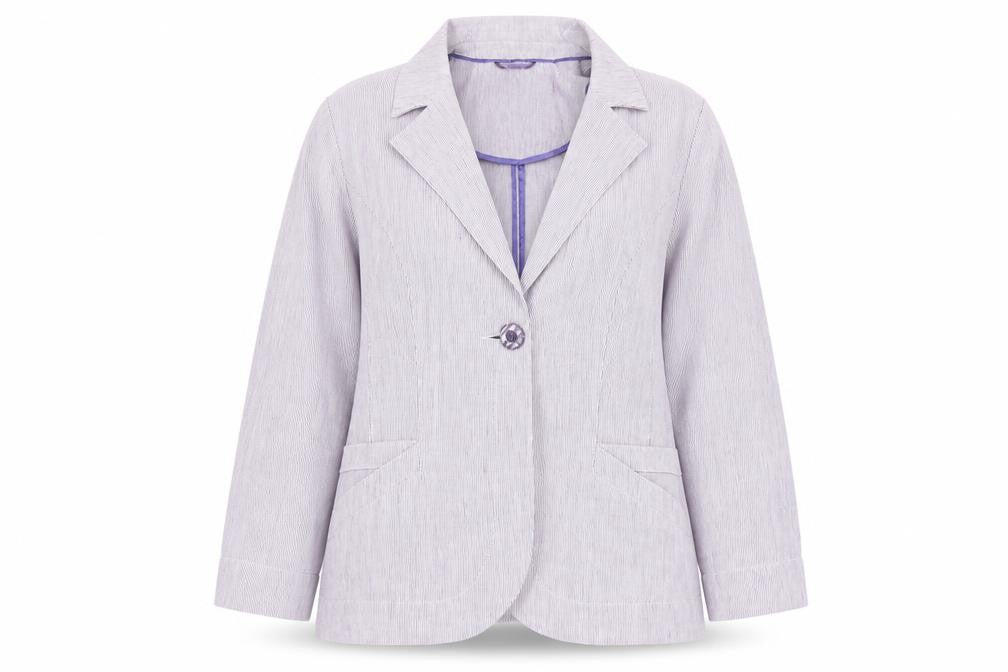 Marks & Spencer Womens Purple Striped  Jacket  Size 14  Button