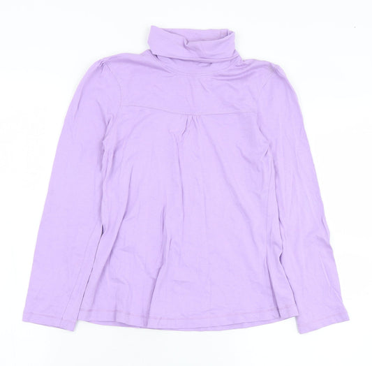 YFK Girls Purple  Cotton Basic T-Shirt Size 10 Years Roll Neck