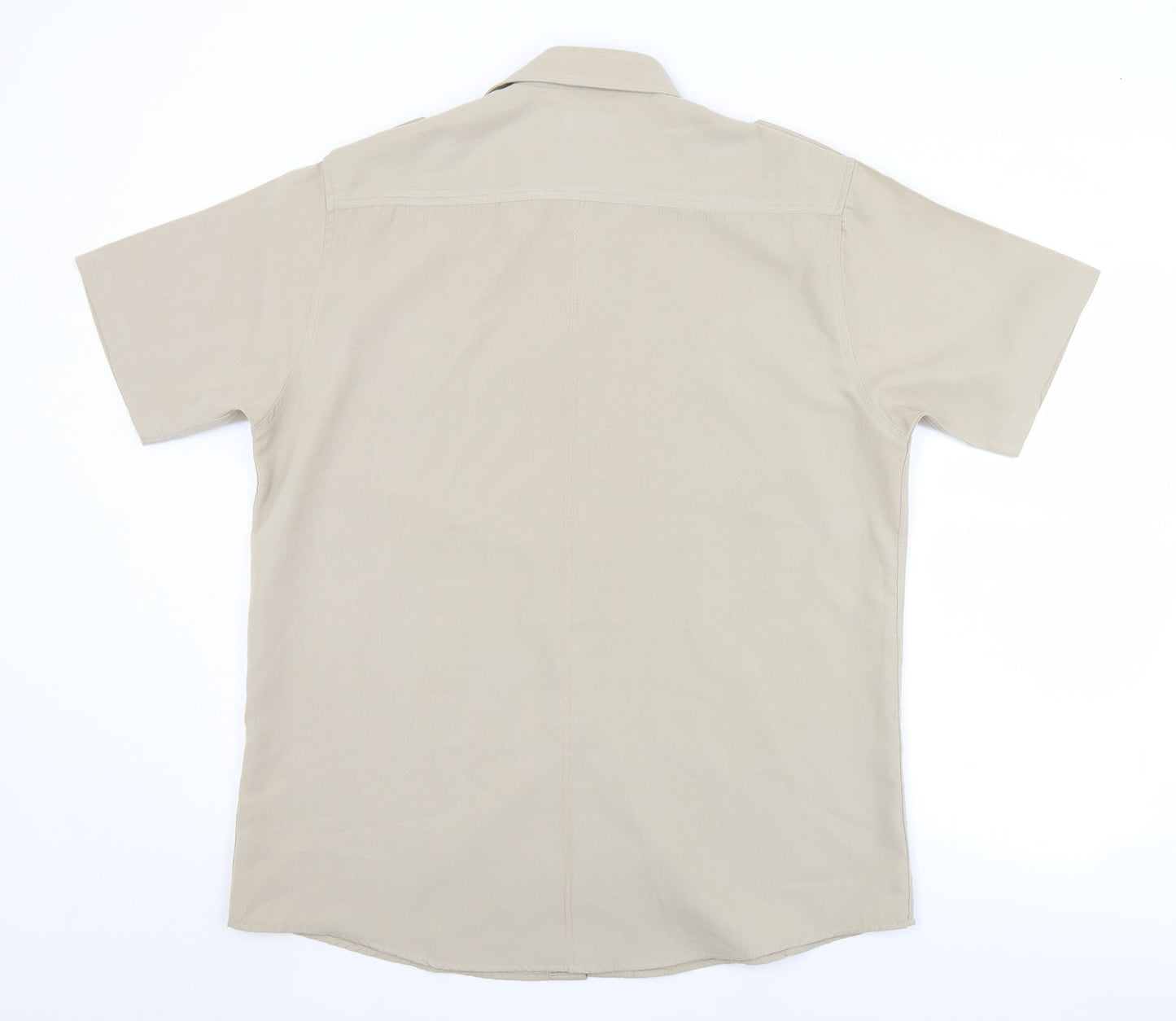 Lincoln Mens Brown  Polyester  Button-Up Size M Collared Button