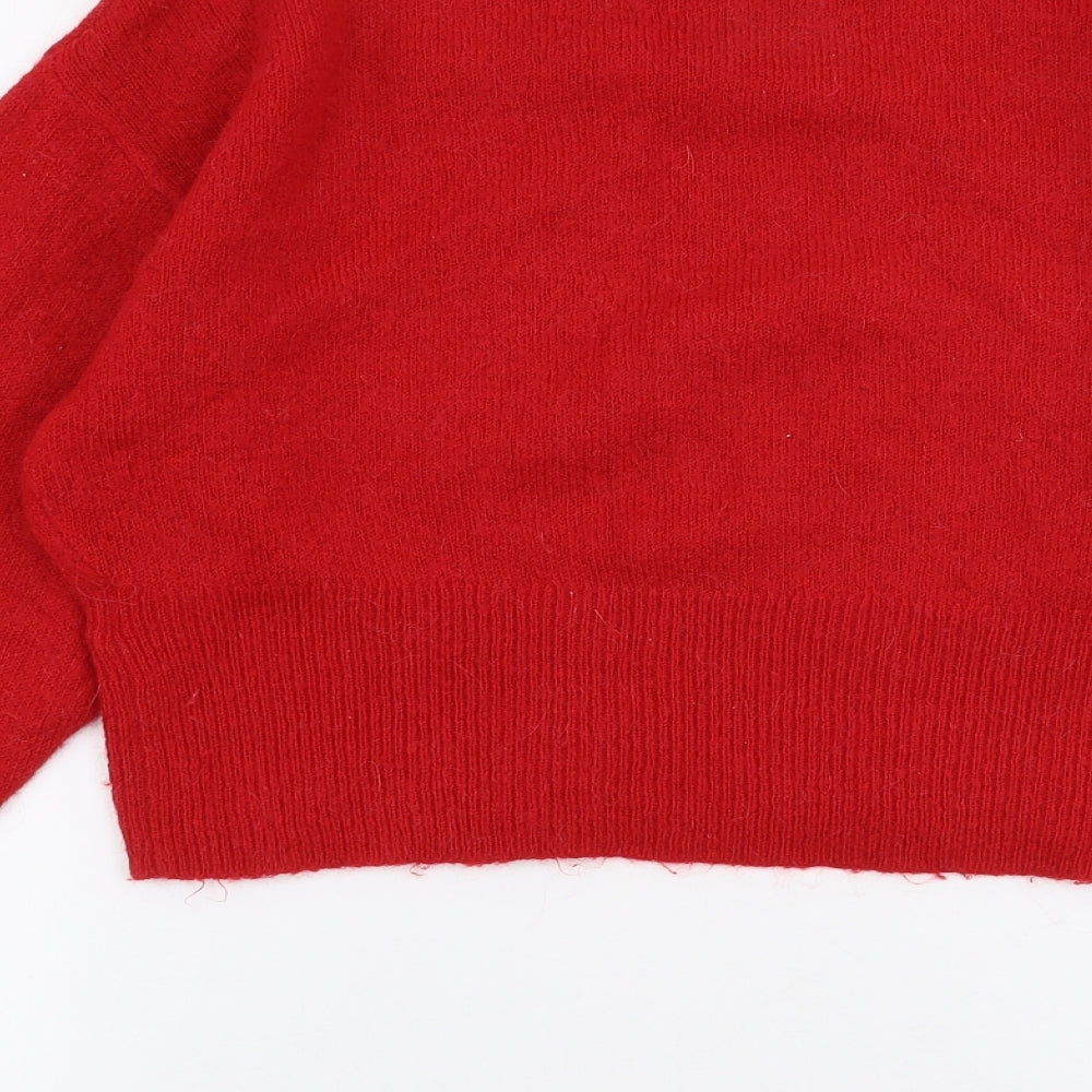 New Look Womens Red Round Neck  Acrylic Pullover Jumper Size S   - Cropped