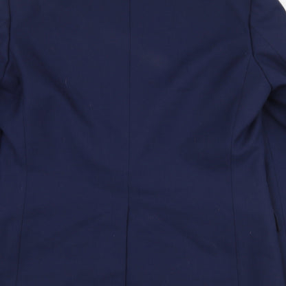 Preworn Mens Blue  Polyester Jacket Suit Jacket Size 38