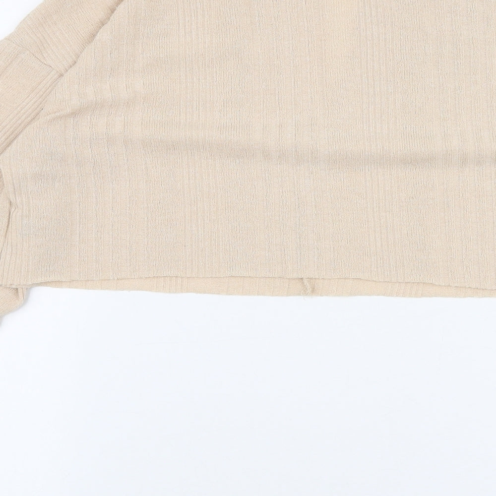 SheIn Womens Beige V-Neck  Polyester Pullover Jumper Size M