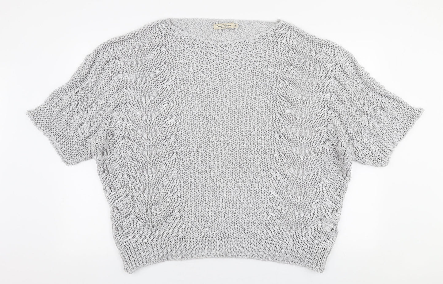 Nada Del Riccio Womens Grey Boat Neck  Acrylic Pullover Jumper Size XL