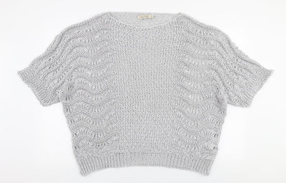 Nada Del Riccio Womens Grey Boat Neck  Acrylic Pullover Jumper Size XL