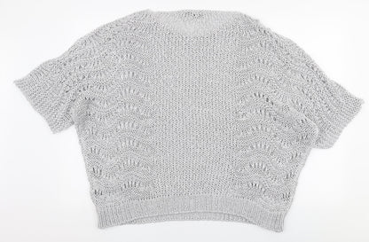 Nada Del Riccio Womens Grey Boat Neck  Acrylic Pullover Jumper Size XL