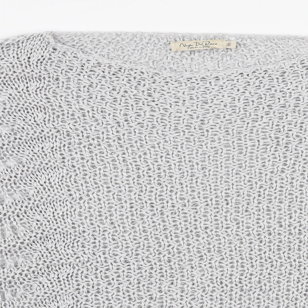 Nada Del Riccio Womens Grey Boat Neck  Acrylic Pullover Jumper Size XL