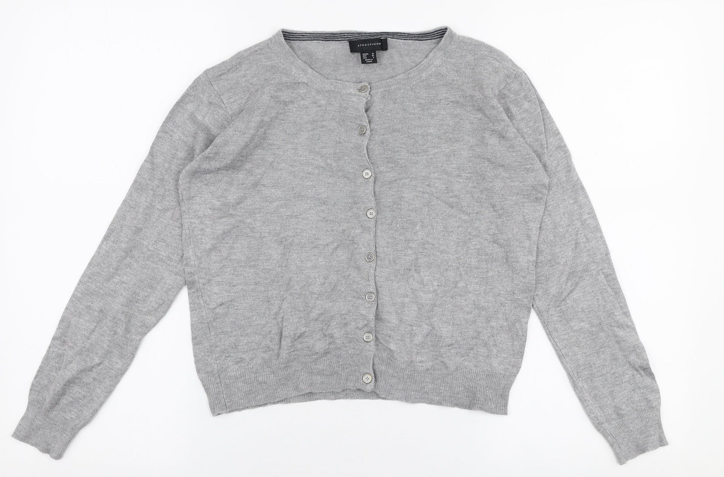 Atmosphere Womens Grey Round Neck  Polyester Cardigan Jumper Size 12