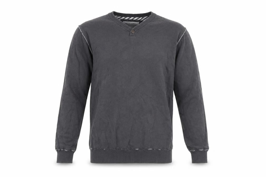 BHS Mens Grey V-Neck  Cotton Pullover Jumper Size S