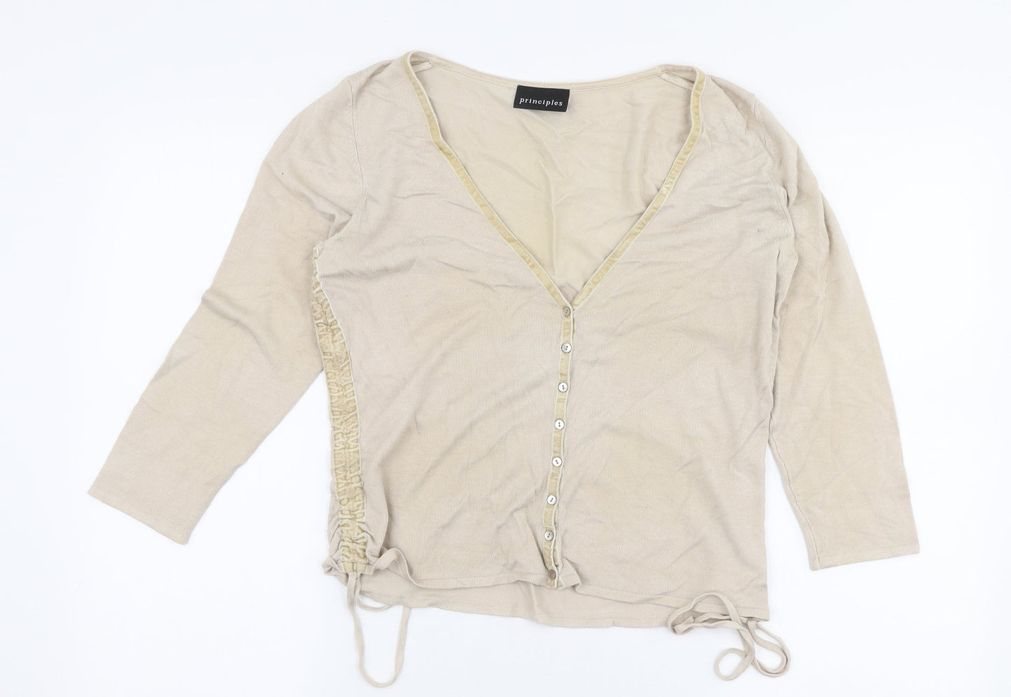 Principles Womens Beige V-Neck  Viscose Pullover Jumper Size 14