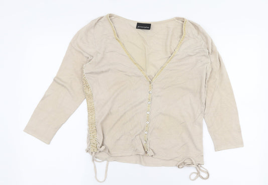Principles Womens Beige V-Neck  Viscose Pullover Jumper Size 14