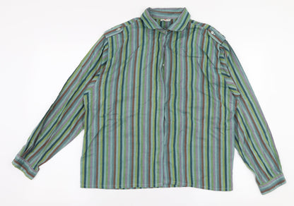 C&A Womens Multicoloured Striped Polyester Basic Button-Up Size 18 Collared