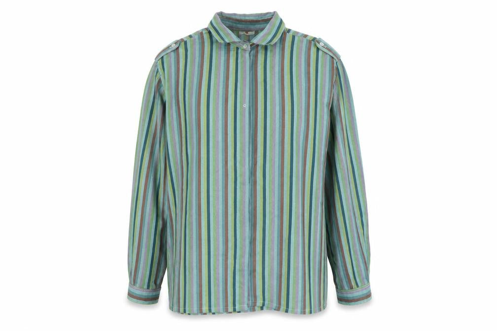 C&A Womens Multicoloured Striped Polyester Basic Button-Up Size 18 Collared
