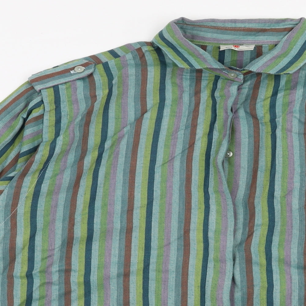C&A Womens Multicoloured Striped Polyester Basic Button-Up Size 18 Collared