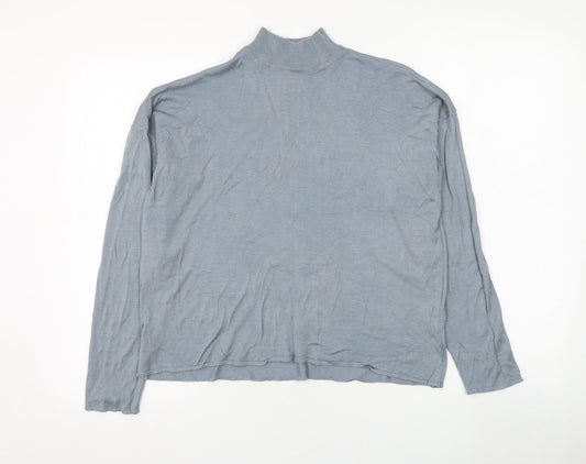 H&M Womens Blue Mock Neck  Viscose Pullover Jumper Size S