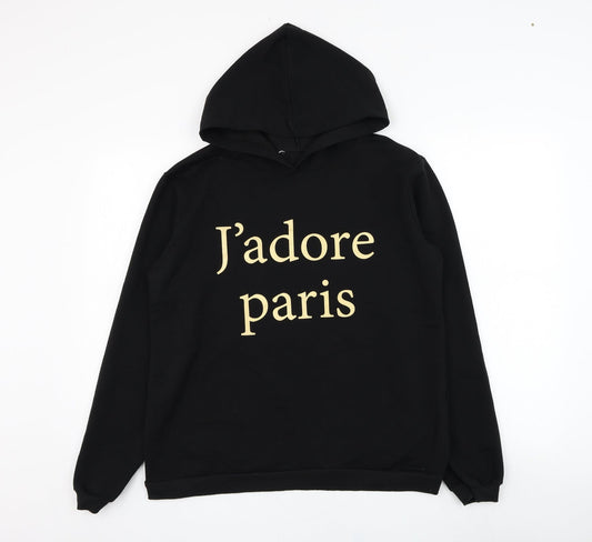 Portobello Womens Black  Cotton Pullover Hoodie Size 16  Pullover - J'adore Paris