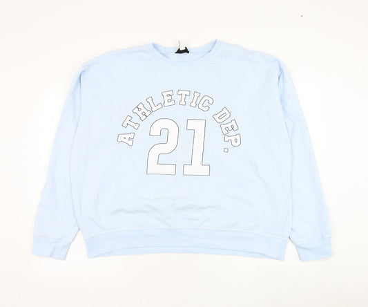 Topshop Womens Blue  Cotton Pullover Sweatshirt Size L  Pullover - Athletic Dept.