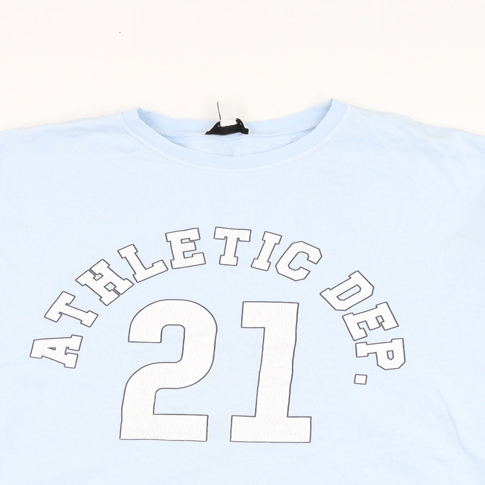 Topshop Womens Blue  Cotton Pullover Sweatshirt Size L  Pullover - Athletic Dept.